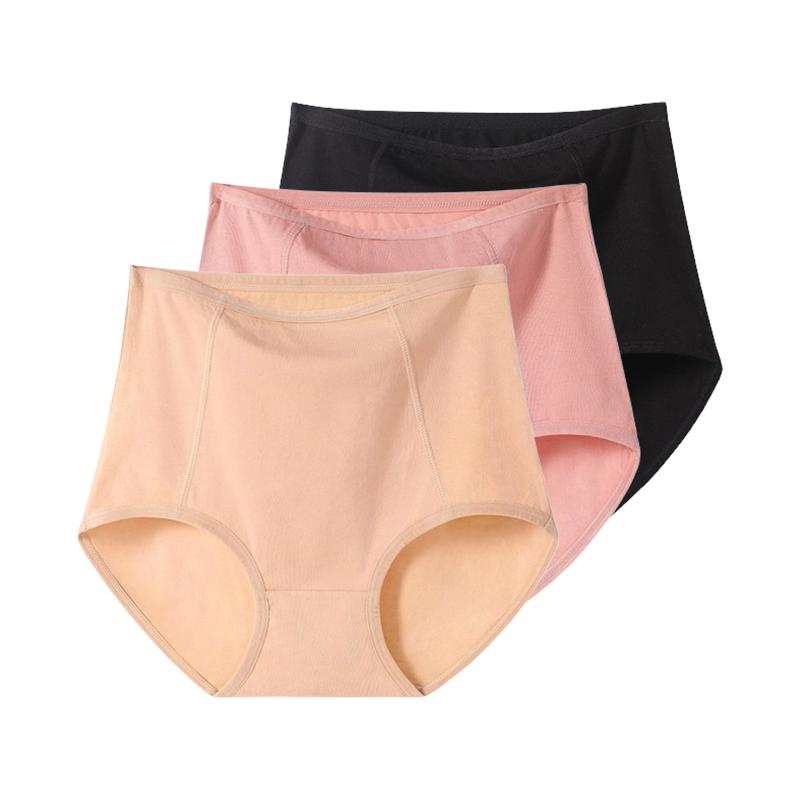 Женские трусики с высокой талией из 3 предметов, хлопковое нижнее белье, дышащие женские трусы большого размера XL-6XL