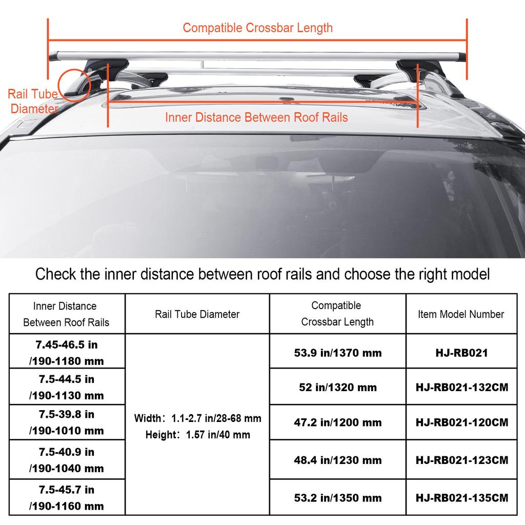 VEVOR Universal Roof Rack Crossbar 119.9 cm Length for Vehicle w/ Raised Side Rail