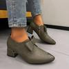 Модные туфли-лодочки из мягкой кожи на блочном каблуке с глубоким вырезом, женские туфли с острым носком, глубоким вырезом и мягкой подошвой, повседневные туфли на каблуке-рюмочке с боковой молнией