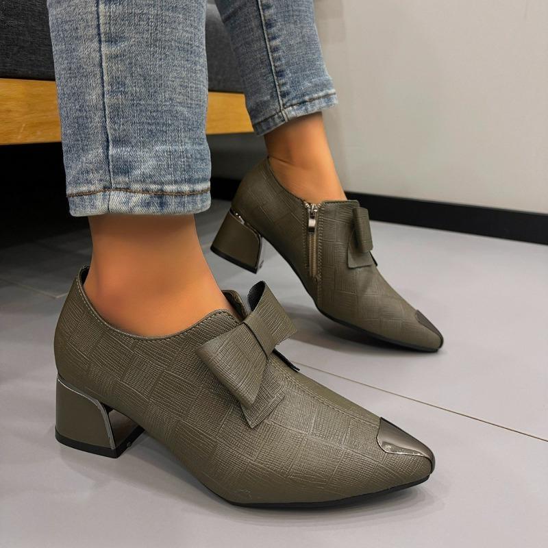 Модные туфли-лодочки из мягкой кожи на блочном каблуке с глубоким вырезом, женские туфли с острым носком, глубоким вырезом и мягкой подошвой, повседневные туфли на каблуке-рюмочке с боковой молнией