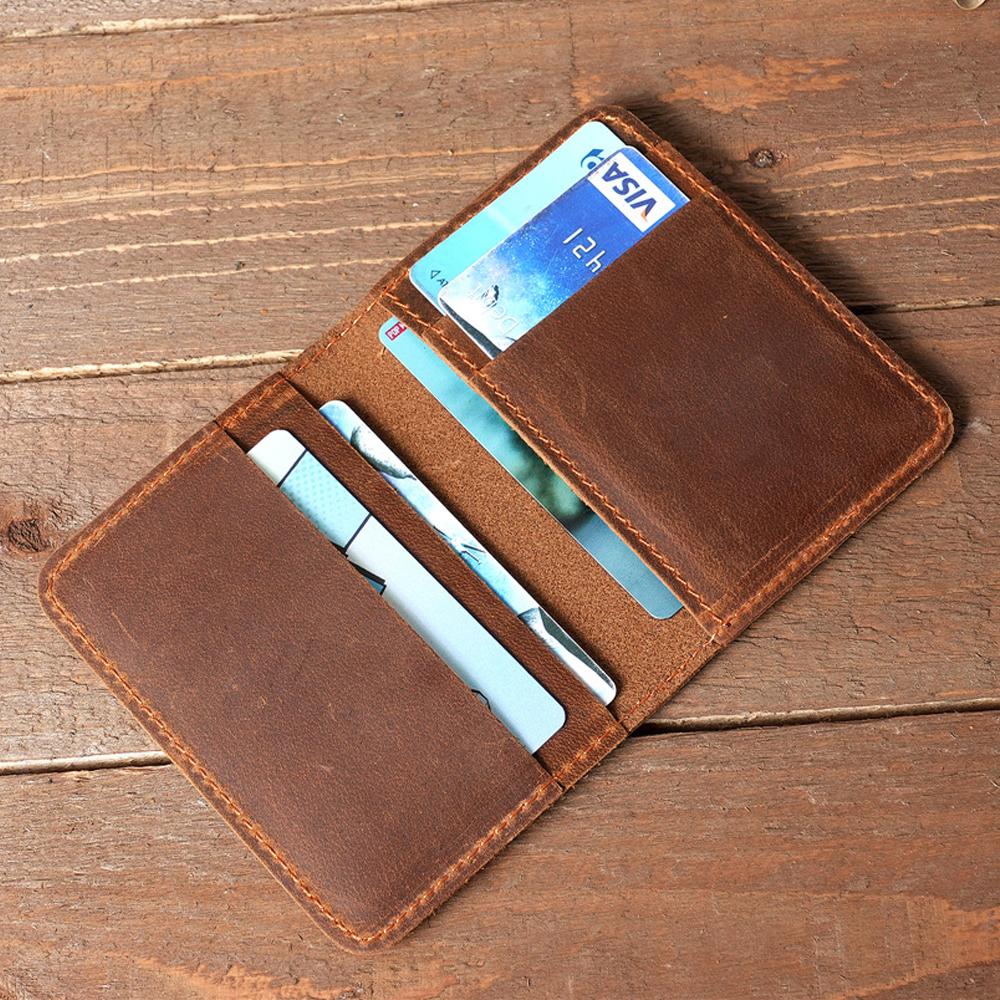 Genuine Leather Card Holder for Men and Women Slim Mini ID Credit Bank Card Case with 5 Card Slots Durable Unisex Leather Card Wallet