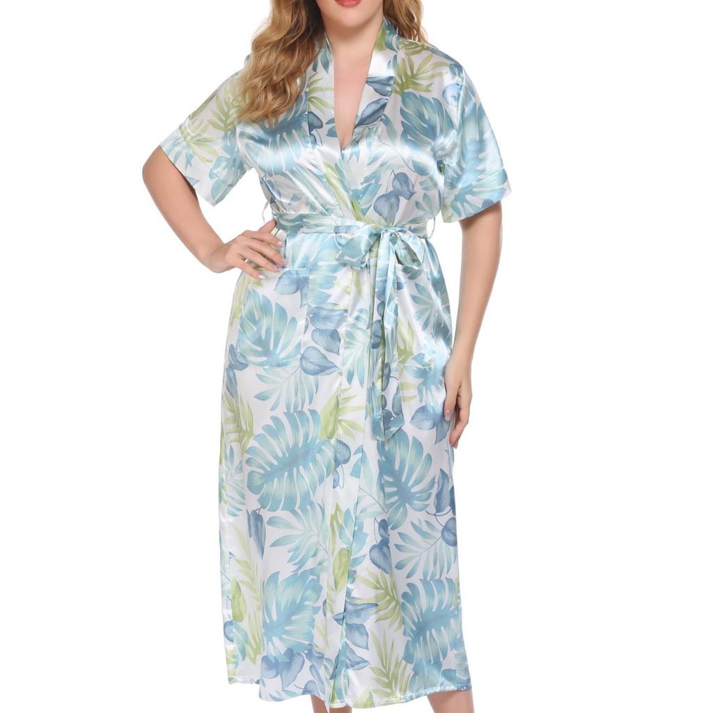 Summer Large Size Nightdress Women's Home Wear Printed Short-sleeved Home Wear