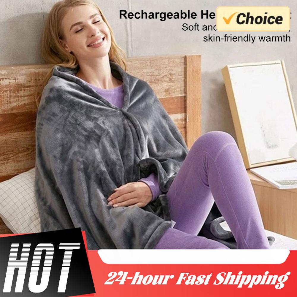 USB Электрическое Одеяло с Подогревом 3 Уровня Нагрева Флисовое Электрическое Одеяло Обогреватель для Тела Носимый Портативный Нагревающий Наплечник