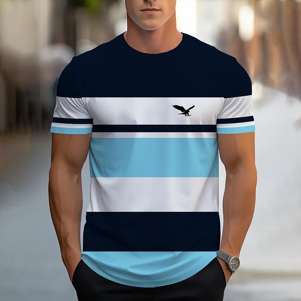 Fashion Striped 3D Printed T-Shirt Clothing 2025 Casual Men's Tops Simple Casual Men's Short Sleeve T-shirts New O-neck T Shirt