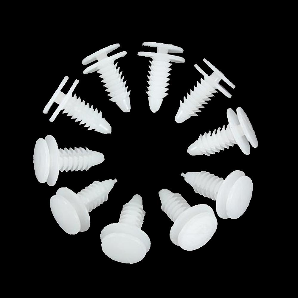 10 шт. новых зажимов для обшивки двери, белый нейлон, фиксатор изоляции, бампер, крыло, заклепки, зажимы 6503709 для Chrysler Dodge