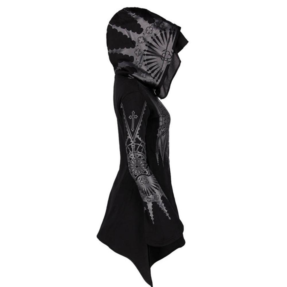 Женская готическая куртка с капюшоном в уличном готическом стиле в стиле панк, черные длинные толстовки с капюшоном в стиле Харадзюку, верхняя одежда на молнии большого размера, верхняя одежда Y2K