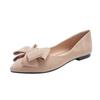 Fashion 2024 New Korean Version Pointed Single Shoe Women's Bow Large Size 43 Minimalist Solid Color Low Heel Suede Flat Shoes