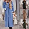 Woman's Loose Lapel Cardigan Solid Color Long Sleeve Mid-length Woolen Jacket