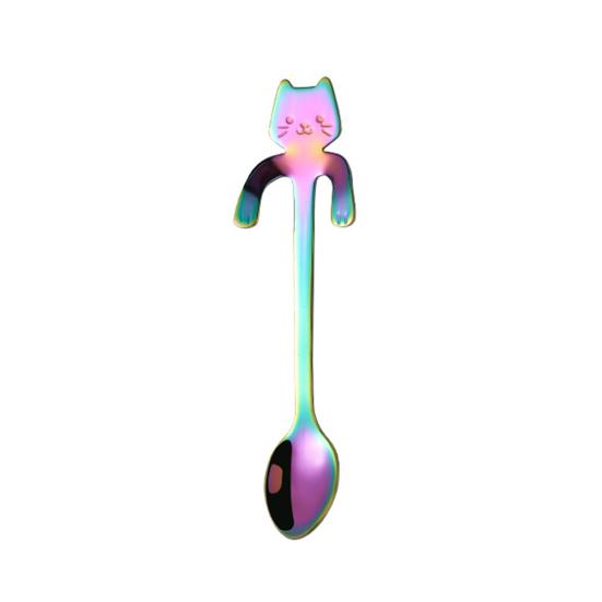 Кофейная ложка из нержавеющей стали 304, Ложка-кошка для подвешивания на кружки и высокие стаканы, Ложка с длинной ручкой для размешивания чая, Идеально для десертов и любителей мороженого