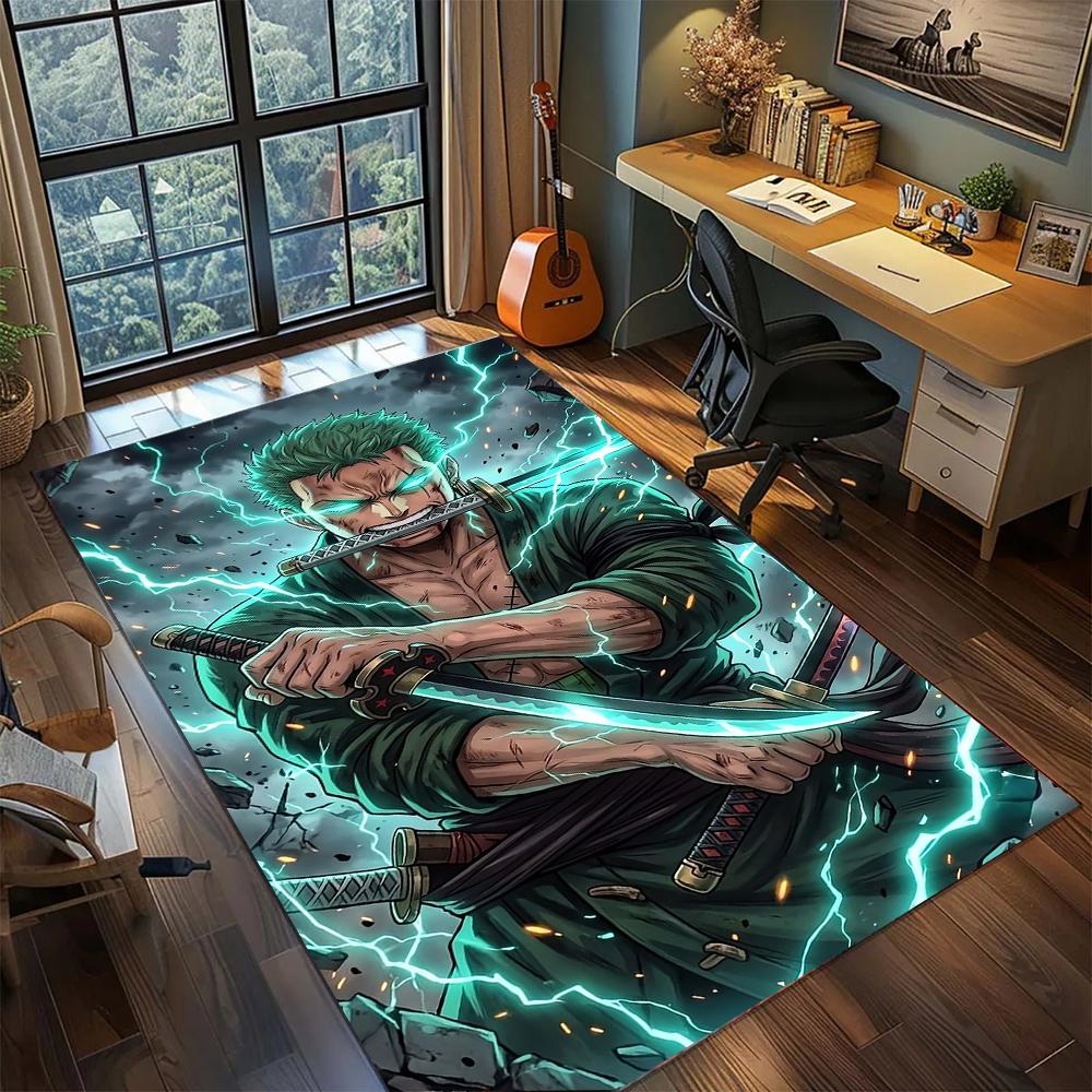 Roronoa Zoro Three Sword Style Santoryu Rug Carpet Large Area Rug Non Slip Washable Floor Mat Gamer Room Bedroom Home Decor