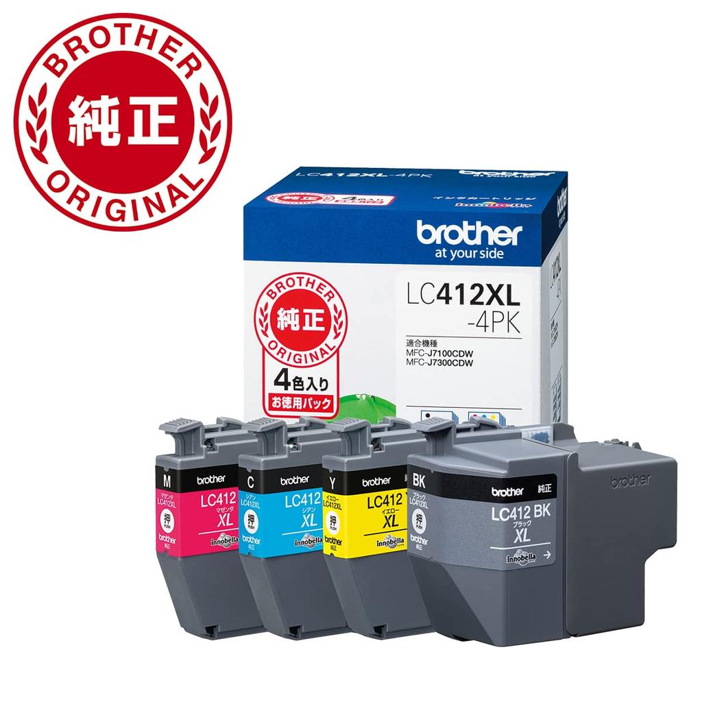 Brother Industries Чернильный картридж Совместимая модель Черный Маленький [Brother Genuine] 4-цветный (большая емкость) LC412XL-4PK номер MFC-J7300CDW,