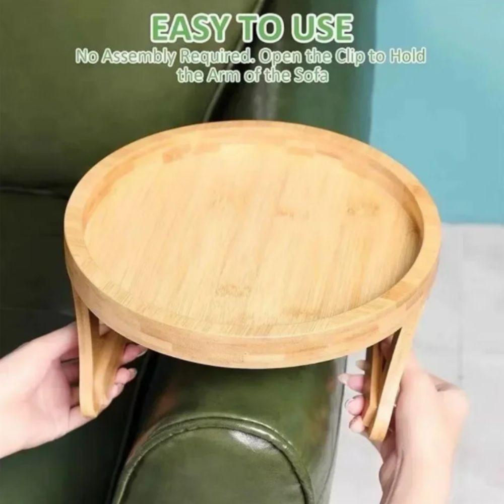 Foldable Snack Tray Circular Armrest Tray Coffee Table Clip-On Tray  Wide Couches