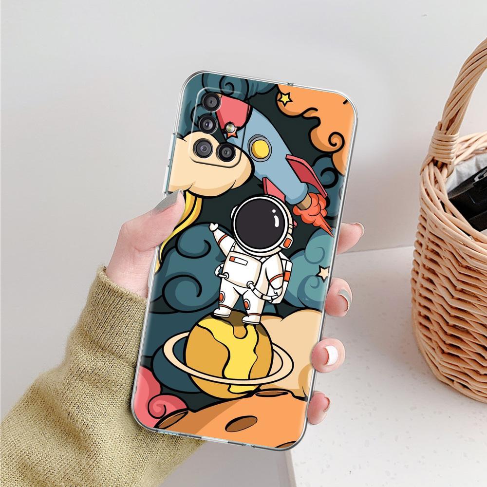 Чехол для Samsung A15 A13 A35 A55 A51 A71 A41 A31 A21S A03S A05 A17 A23 A25 A33 A53 A73 5G A07 4G Обложка Космонавт Мультяшный