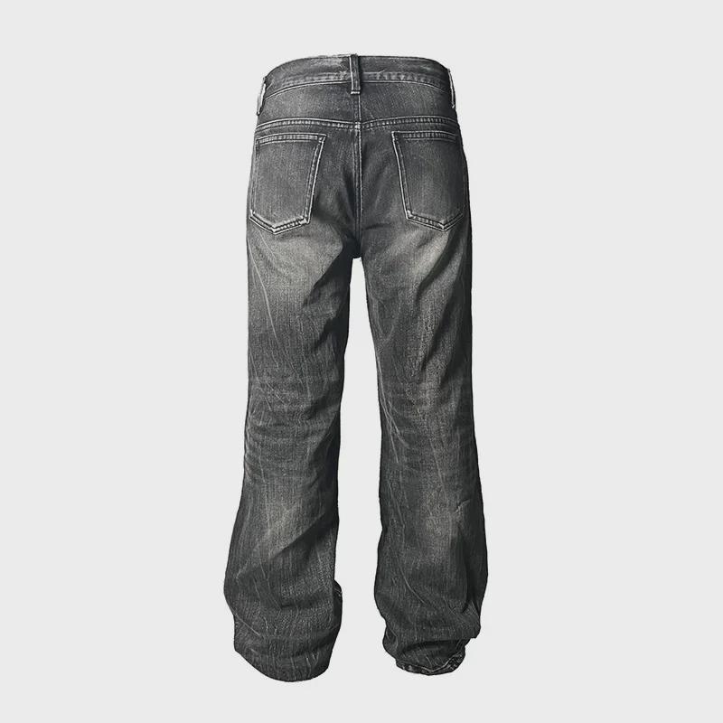 Унисекс темно-синие джинсы-клеш в стиле ретро с молнией