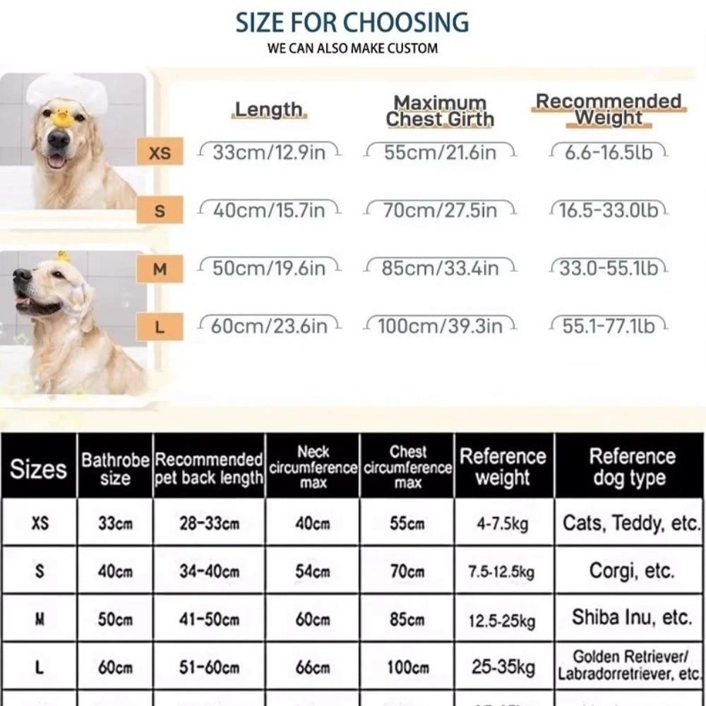 Pet Product Absorbent Dog Bathrobe Quick Drying Soft Fiber Dog Bath Towel Adjustable Pet Absorbent Bathrobe Large Small Dogs