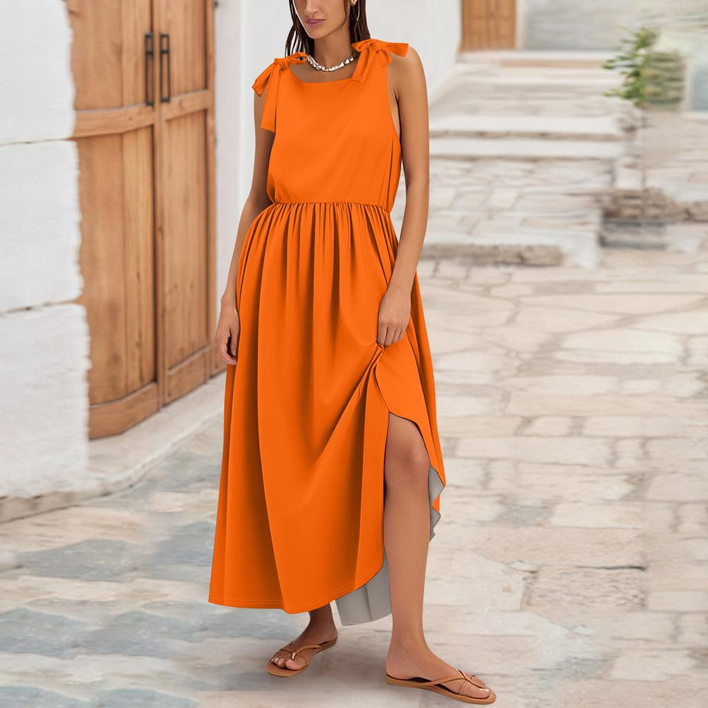 Женское летнее модное платье-майка А-силуэта без рукавов повседневное платье с цветочным принтом/однотонными карманами