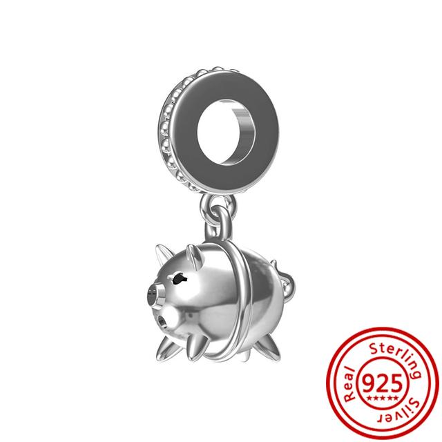 92 Стиль 925 Серебро 925 пробы для мальчиков и девочек Щенок с принтом лапы Сердце Сова Полый кулон Изящная бусина Подходит Подвески Браслет Ювелирные изделия