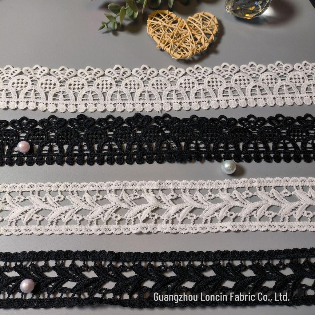 Аксессуар для головного убора из кружева молочного шелка с волнистым узором