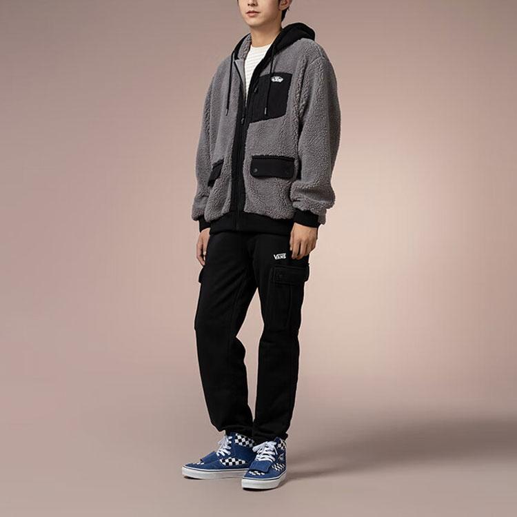 Vans Лоскутная винтажная толстовка с капюшоном на молнии для мужчин, серая VN000FBXAF1