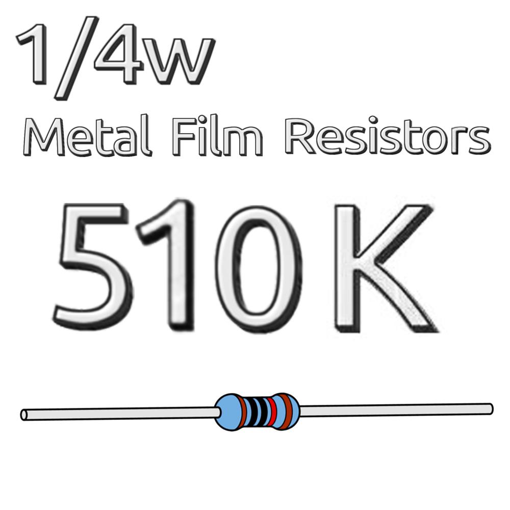 200 шт. 1/4 Вт, 0,25 Вт, 1% допуск, металлопленочный резистор 68K, 75K, 82K, 91K, 100K, 110K, 120K, 150K, 180K, 200K, 220K, 240K, 270K, 300K, 330K, 360K, 390K, 510K, Ом.