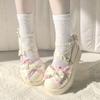 Lovely Girls Lolita Flats Platform Shoes,Students Sweet Heart Bowknots Cross Tied Mary Janes