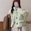 Куртка из белого утиного пуха в корейском стиле - Стойка-воротник, Свободный крой, Зимнее пальто для миниатюрных женщин