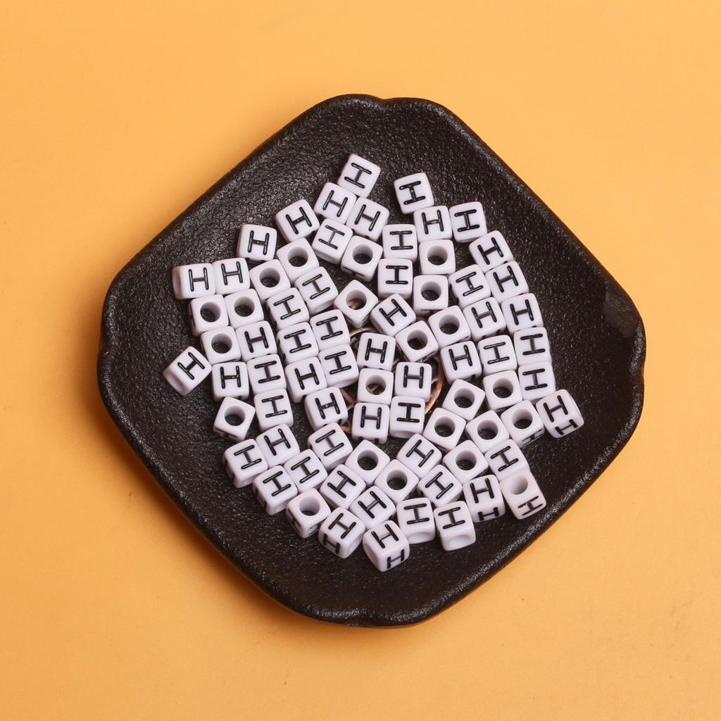 White Black Pendants Handcrafts Beading Material DIY 26 Letters Beads Bracelets Phone Chain 5.5mm Acrylic Big Hole Necklace DIY Jewelry Accessories