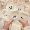 White Funny Expressions Socks for Women Autumn Winter Warm Mink Sleeping Home Socks