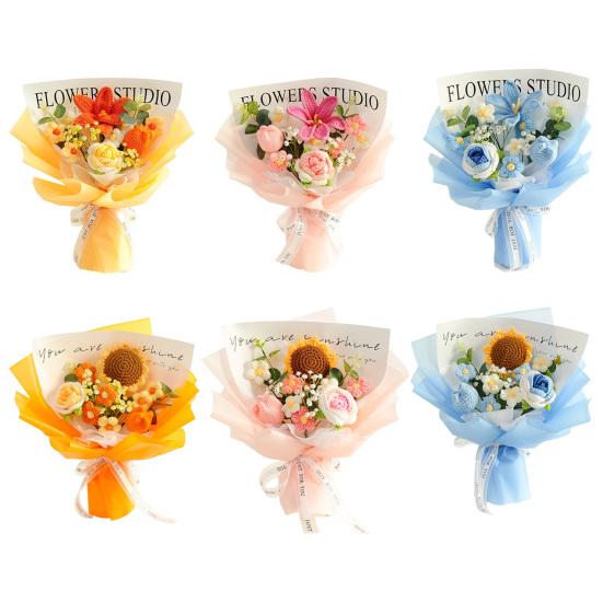 Искусственные Цветы Ручной Работы Крючком Букет Цветов Мягкая Хлопковая Пряжа Не Требует Ухода Гибкие Стебли Искусственное Цветочное Украшение