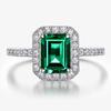 Square Green CZ Women Rings Luxury Accessories for Anniversary Party Temperament Elegant Female Rings Gift Trendy Jewelry
