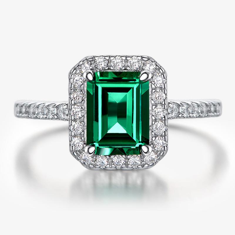 Square Green CZ Women Rings Luxury Accessories for Anniversary Party Temperament Elegant Female Rings Gift Trendy Jewelry