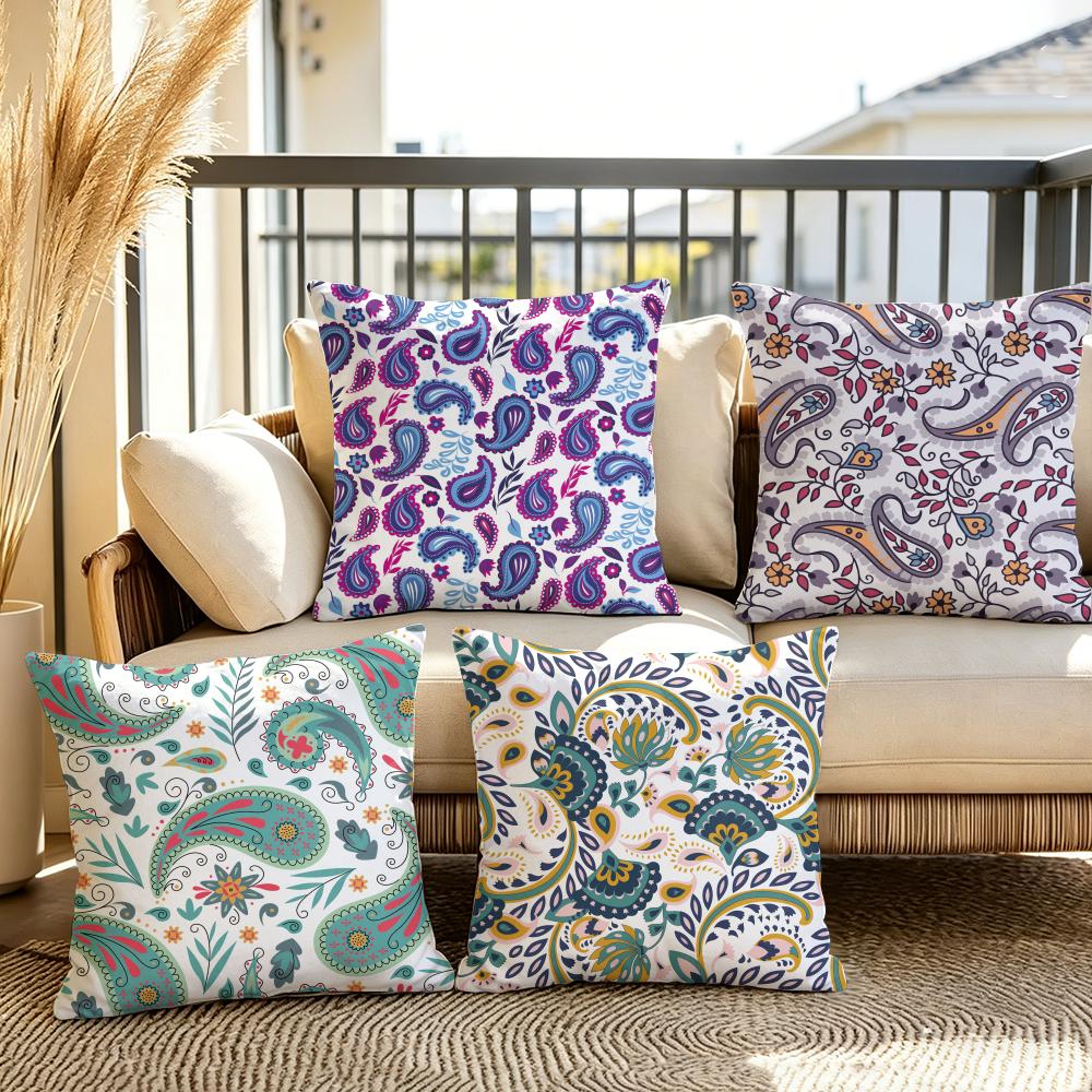 Paisley And Flower Pattern Cushion Cover Plush Fabric Soft DoubleSided Printed Sofa Warm Winter Home Gift Pillow Cover