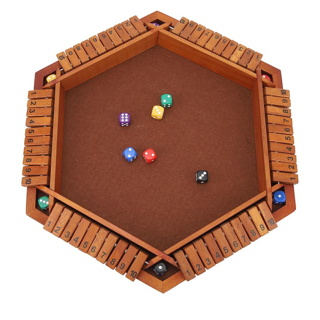Wooden Board Game Math Box Dice Game Players Shut Family Table Board Dice Game for 1?6 Players