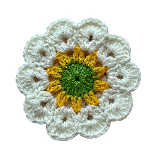 Handmade Crochet Flower Coaster Heat-Resistant Cup Mat for Mugs Glasses Soft