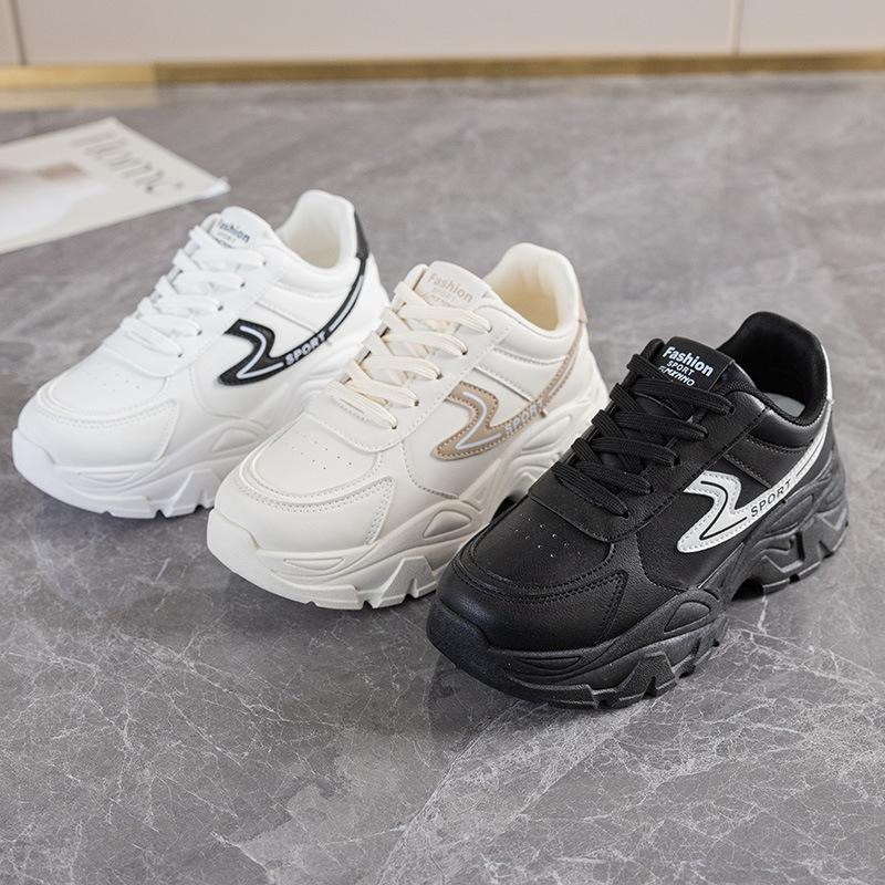 Platform Women's Shoes 2025 Spring and Autumn New Korean Version of Dad Shoes Round Head Lace-up Small High-heeled Mesh Women's Shoes