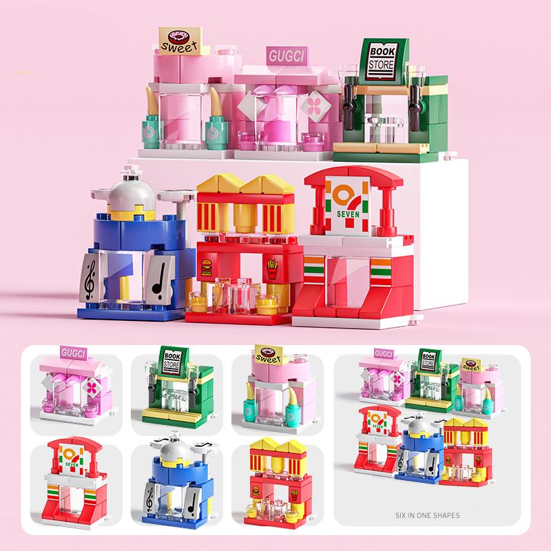 6IN1 полицейская машина пожарный катер DIY вертолет модель динозавра строительные блоки город спецназ автомобиль кирпичи игрушки для детей подарок