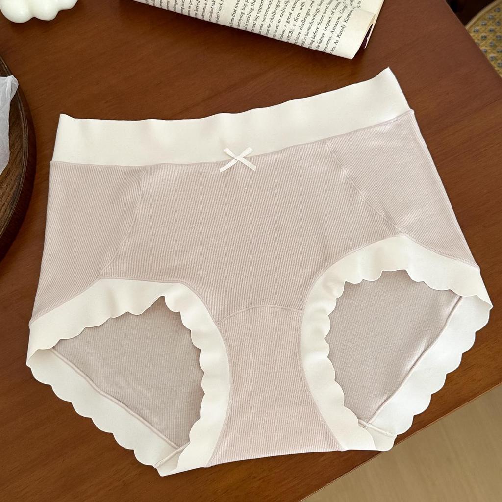 N9120 Morandi Brushed Acrylic Self-Heating High Waist Women's Antibacterial Underwear - Medium Micro-Abdomen