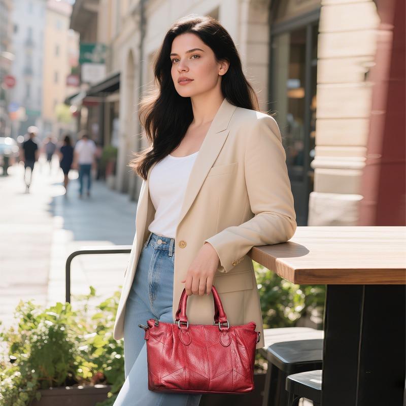 Genuine Leather Patchwork Ladies' Bag Commuter Bag Cowhide Single-shoulder Bag Versatile Handbag