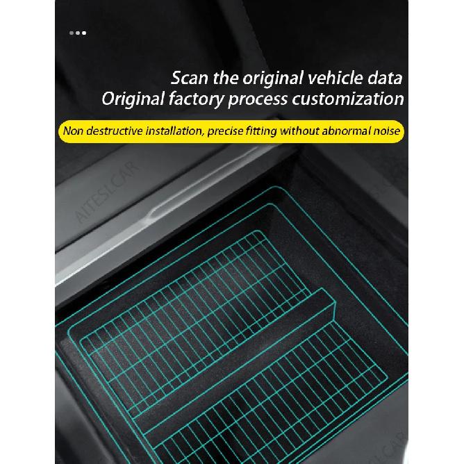 For Tesla Model 3/Y Juniper 2025+ Center Console Organizer Tray Armrest Cubby Drawer Flocking Model Y Storage Box Accessorie