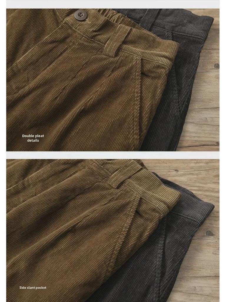 Men's Loose Straight Corduroy Wide-Leg Pants - Trendy Japanese Retro Cotton Workwear Trousers