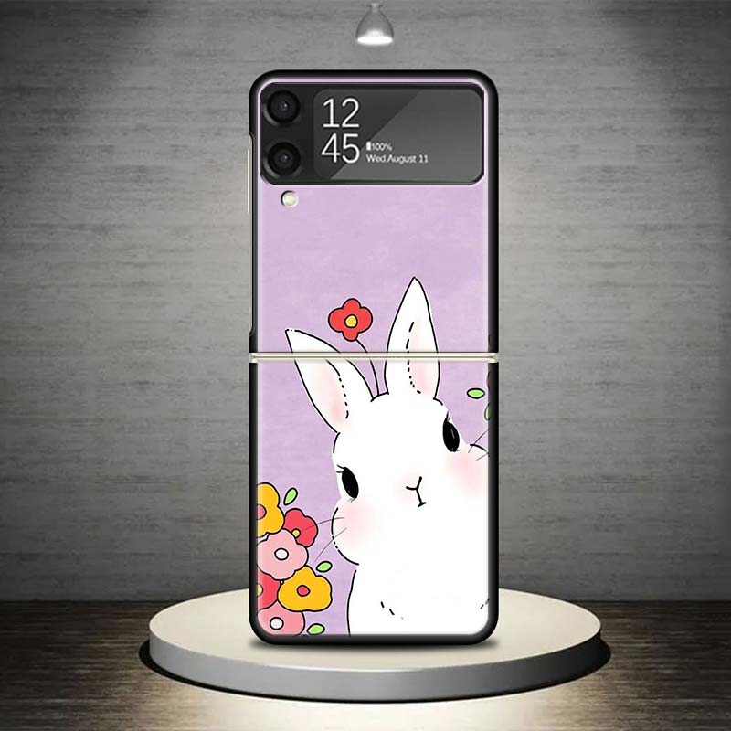Мультяшный Милый Маленький Кролик Чехол для Телефона Для Samsung Galaxy Z Flip 7 6 5 4 3 5G Чехол ZFlip7 ZFlip6 ZFlip4 ZFlip5 ZFlip3 Coque Fund