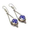 Natural Lapis Lazuli Gemstone Handmade Jewelry Earring 2.40" N4g95