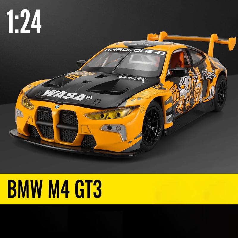 Совместный выпуск 1/24 масштаба BMW M4 GT3 сплава спортивная модель автомобиля литой металл трек гоночный автомобиль модель звук свет детский подарок