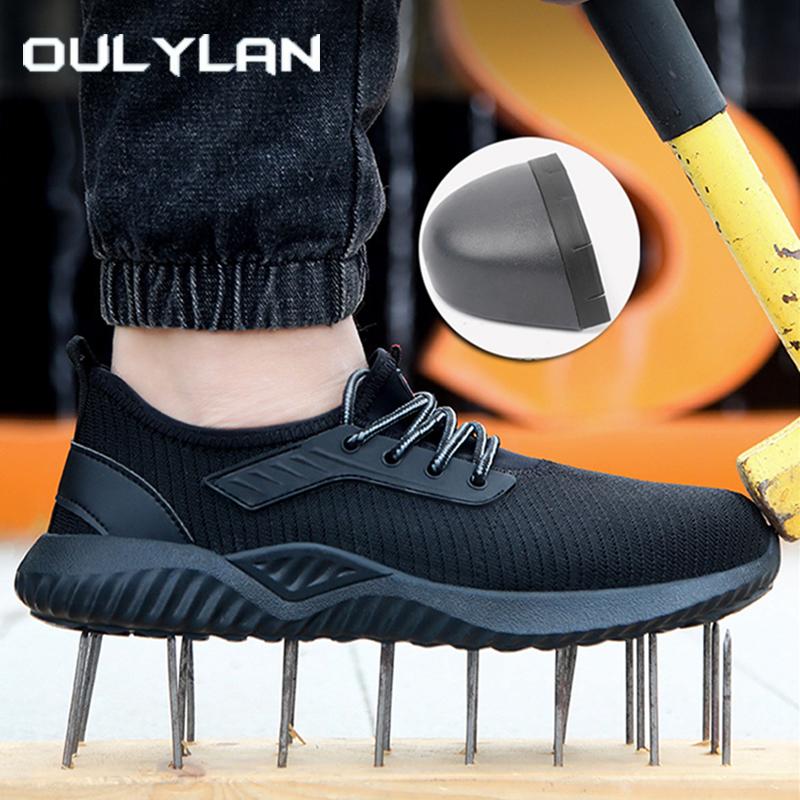 Мужская дышащая промышленная защитная обувь Oulylan, износостойкие рабочие кроссовки со стальным носком, легкая обувь с защитой от ударов
