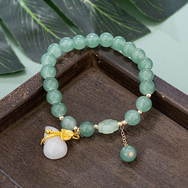 Модный изысканный браслет из искусственного нефрита с бусинами для женщин, китайский стиль, арахисовый кулон, браслет, цепочка на запястье, ювелирные изделия, подарки