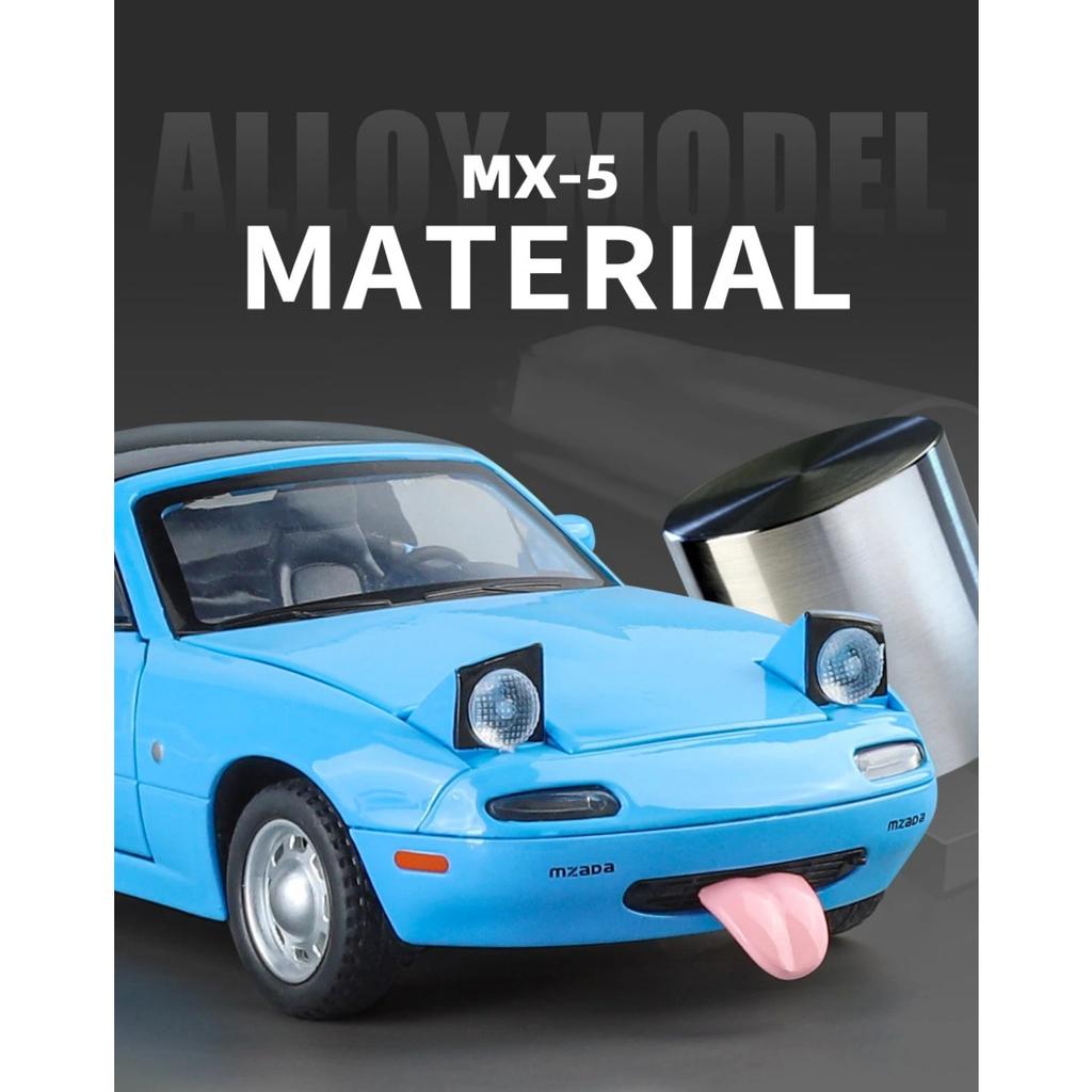 1/24 Mazda MX5 Модель легкосплавного автомобиля Звук и свет Инерционный механизм Детская игрушка Коллекционные предметы Подарок на день рождения