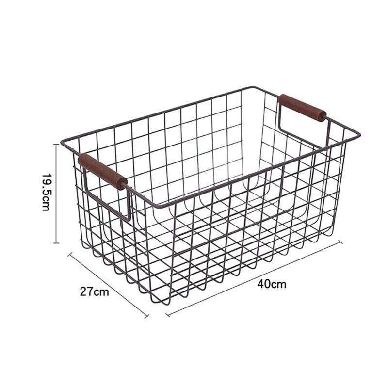 Japanese Wrought Iron Storage Basket Household Simple Bathroom Snacks Desktop Organizer Books Holder Kitchen Sundries Container