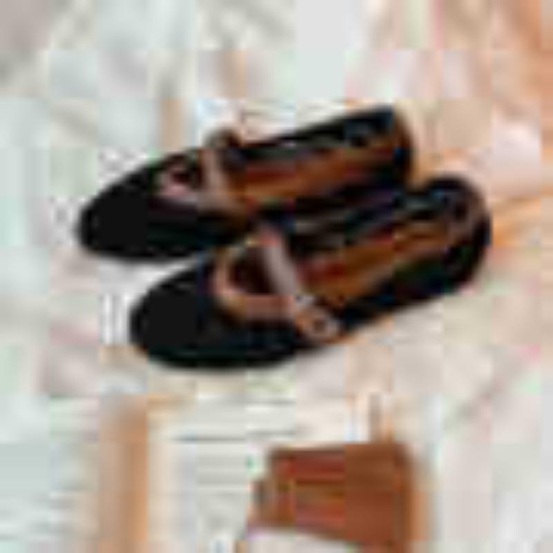 Sheepskin~ Breathable Hollow Crochet Splicing Shallow Mouth Flat Shoes with Mary Jane Shoes Women's Single Shoes