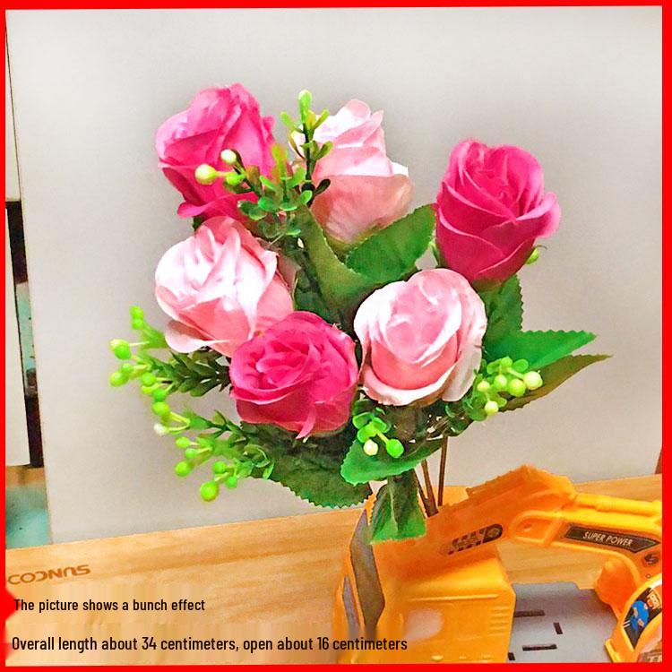 Silk Fake Flower Bouquet for Living Room or Dining Table Decor - Plastic Dried Flower Bonsai Ornaments