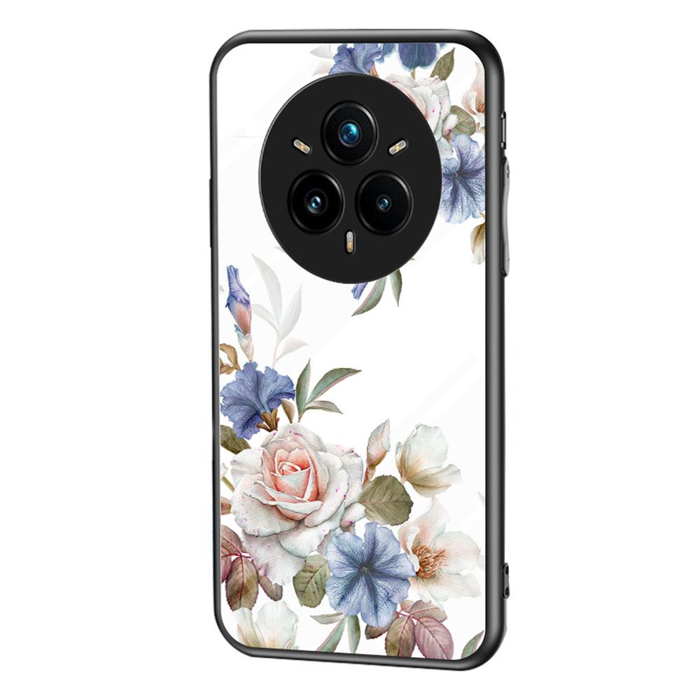 Для Realme 14 Pro+ 5G Чехол Цветочный узор ТПУ+Закаленное стекло Защитная крышка для телефона